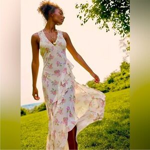 Free People stop and stare floral maxi sheer dress size xs nwot